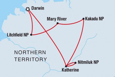 Kakadu, Katherine & Litchfield Adventure - Tour Map