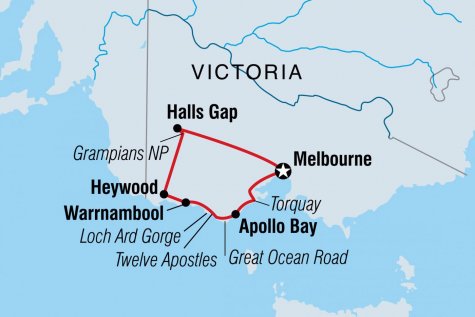 Great Ocean Road & Grampians Discovery - Tour Map