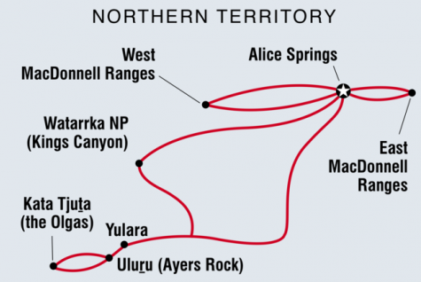 Outback Camping Adventure ex Yulara - Tour Map