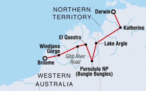 4WD Broome to Darwin Overland - Tour Map