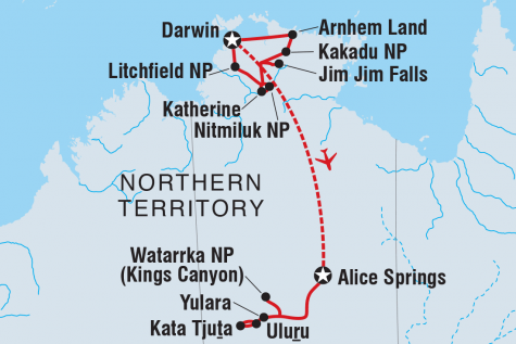 Arnhem Land and Uluru Camping Adventure - Tour Map