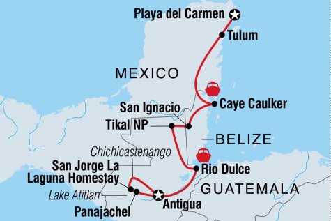 Maya Encounter - Tour Map