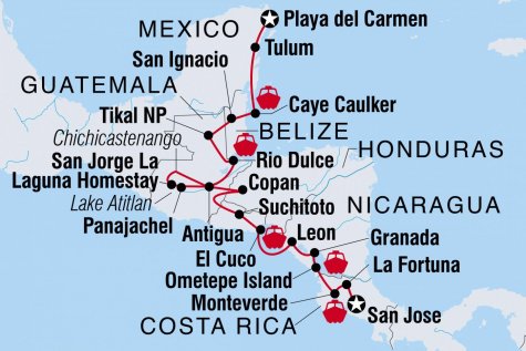 Central American Adventure - Tour Map