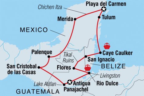 Maya Adventure - Tour Map