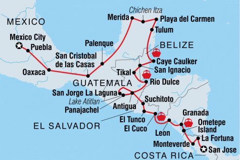 Epic Central America - Tour Map