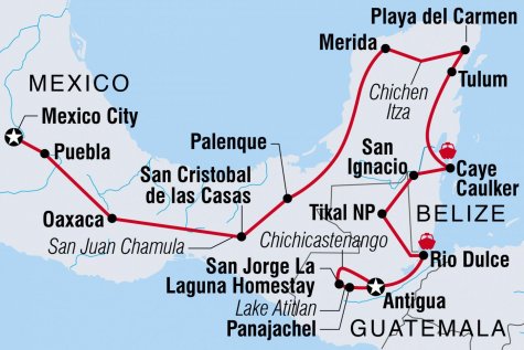 Central America Encompassed - Tour Map