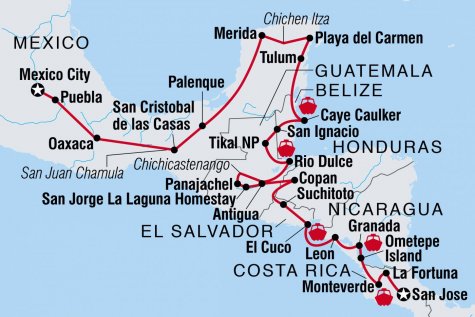 Central America Explorer - Tour Map