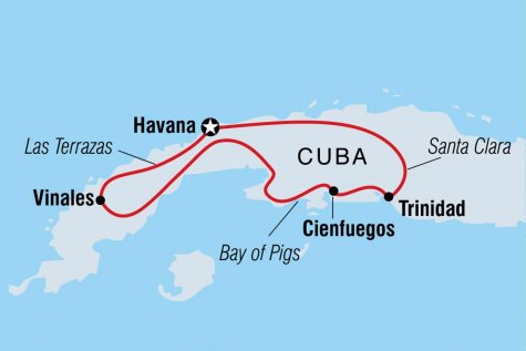 Hola Cuba - People to People for US citizens - Tour Map
