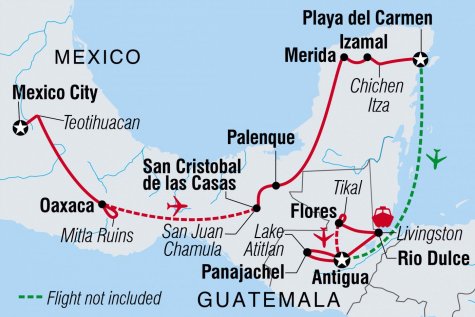 Best of Mexico & Guatemala - Tour Map