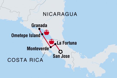 Nicaragua & Costa Rica - Tour Map