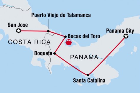 Costa Rica & Panama Discovery - Tour Map