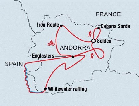 Andorra: Hike, Bike & Raft - Tour Map
