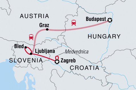 Europe Christmas Markets: Budapest to Zagreb - Tour Map
