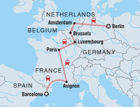 Barcelona to Berlin - Tour Map