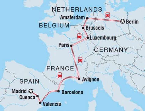 Madrid to Berlin - Tour Map