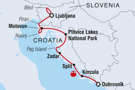 Slovenia & Croatia Real Food Adventure - Tour Map