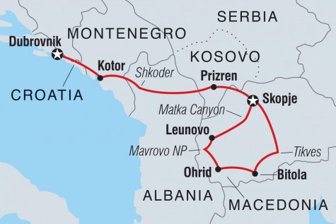 The Balkans Real Food Adventure - Tour Map