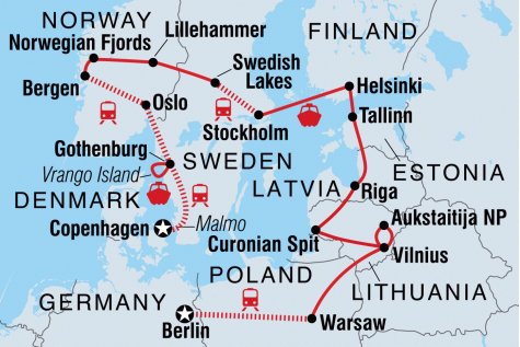 Scandinavia & Baltic Circuit - Tour Map