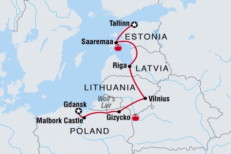 Uncover Northern Poland and the Baltics - Tour Map