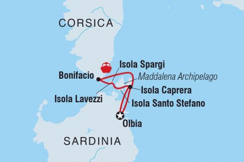 Sardinia & Corsica Sailing Adventure - Tour Map