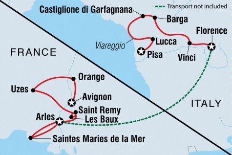 Cycle Provence & Tuscany - Tour Map