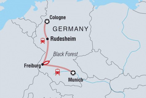 Highlights of Romantic Germany - Tour Map