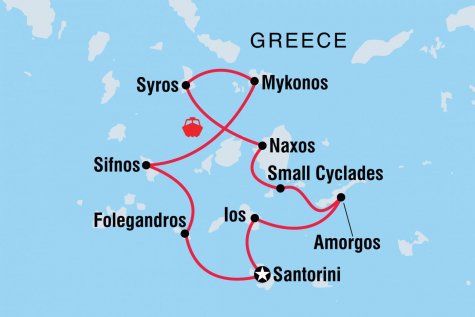 Greece Sailing Adventure: Cyclades Islands - Tour Map