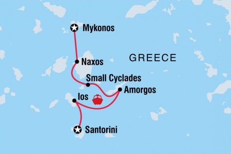 Sail Greece: Mykonos to Santorini - Tour Map