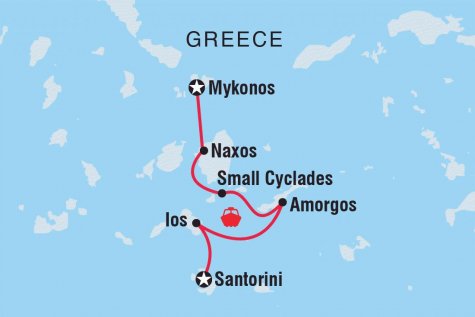 Sail Greece: Santorini to Mykonos - Tour Map