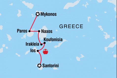 One Week Sailing Santorini to Mykonos - Tour Map