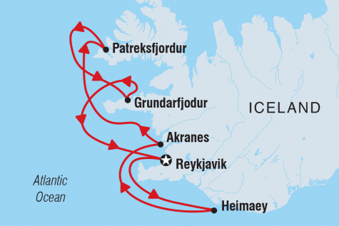 Cruising Iceland: Westman Islands to Westfjords - Tour Map