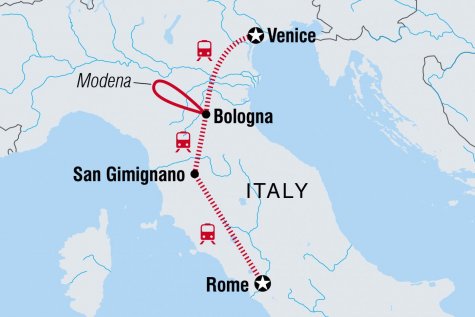 Italy Vegan Food Adventure - Tour Map