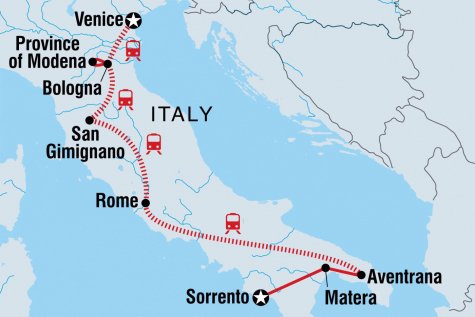Italian Odyssey Real Food Adventure - Tour Map