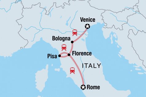 Highlights of Italy in Winter - Tour Map