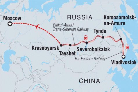 Russia Expedition: Baikal-Amur Railway - Tour Map