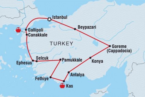 Turkey Encompassed - Tour Map