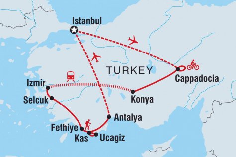 Turkey - Hike, Bike & Kayak - Tour Map