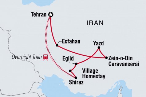 Iran Adventure - Tour Map