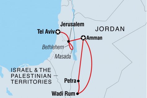 Essential Jordan, Israel & the Palestinian Territories - Tour Map
