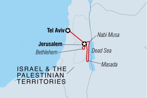 Essential Israel & the Palestinian Territories - Tour Map