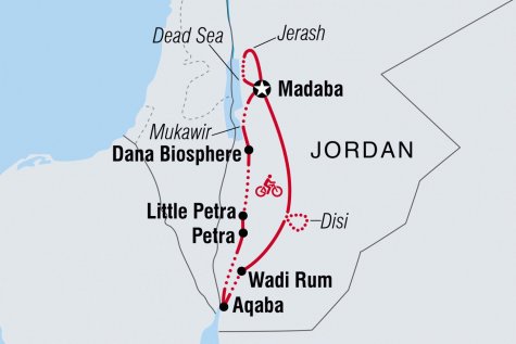Cycle Jordan (Petra & Wadi Rum) - Tour Map