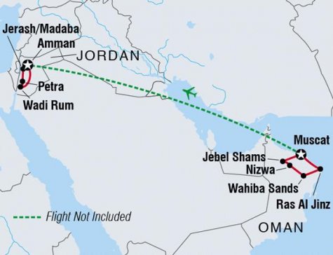 Oman & Jordan Discovery - Tour Map