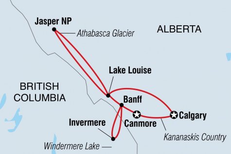 Canadian Rockies Winter Adventure - Tour Map
