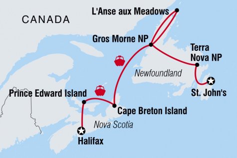 Nova Scotia & Newfoundland Expedition - Tour Map