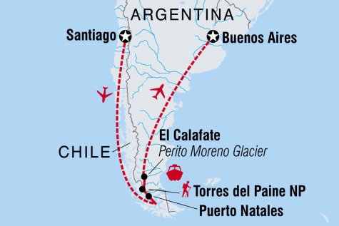 Patagonia Trekking - Tour Map