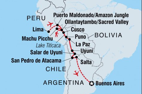 Epic Peru, Bolivia & Argentina - Tour Map