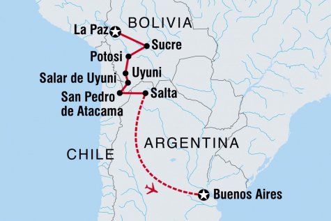 Best of Bolivia & Argentina - Tour Map