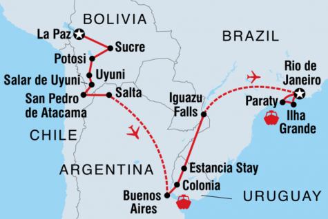 Explore Bolivia to Brazil - Tour Map