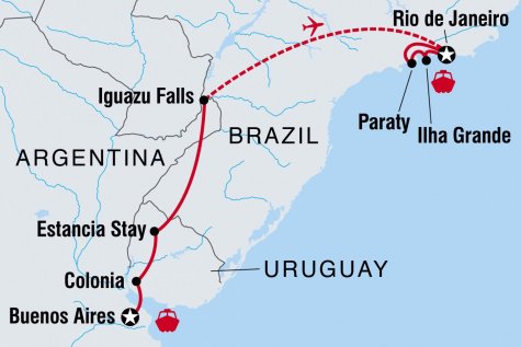 Buenos Aires to Rio Explorer - Tour Map