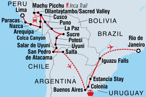 South American Highlights - Tour Map